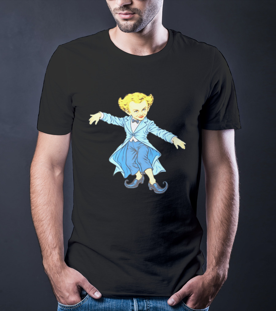 Rumpelstiltskin Tip Toe Cartoon Character In Blue Suit And Black Shoes T-Shirt