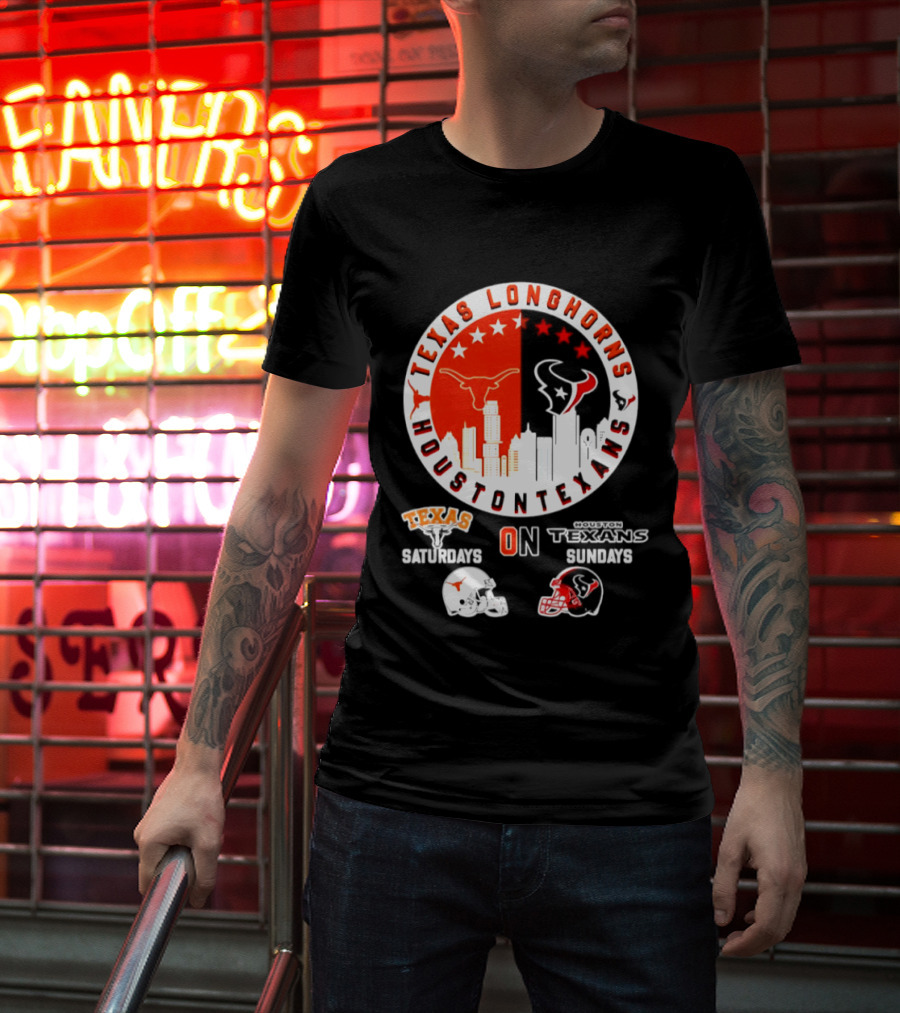 Texas Longhorns Houston Texans Saturdays Sundays Football Helmet T-Shirt
