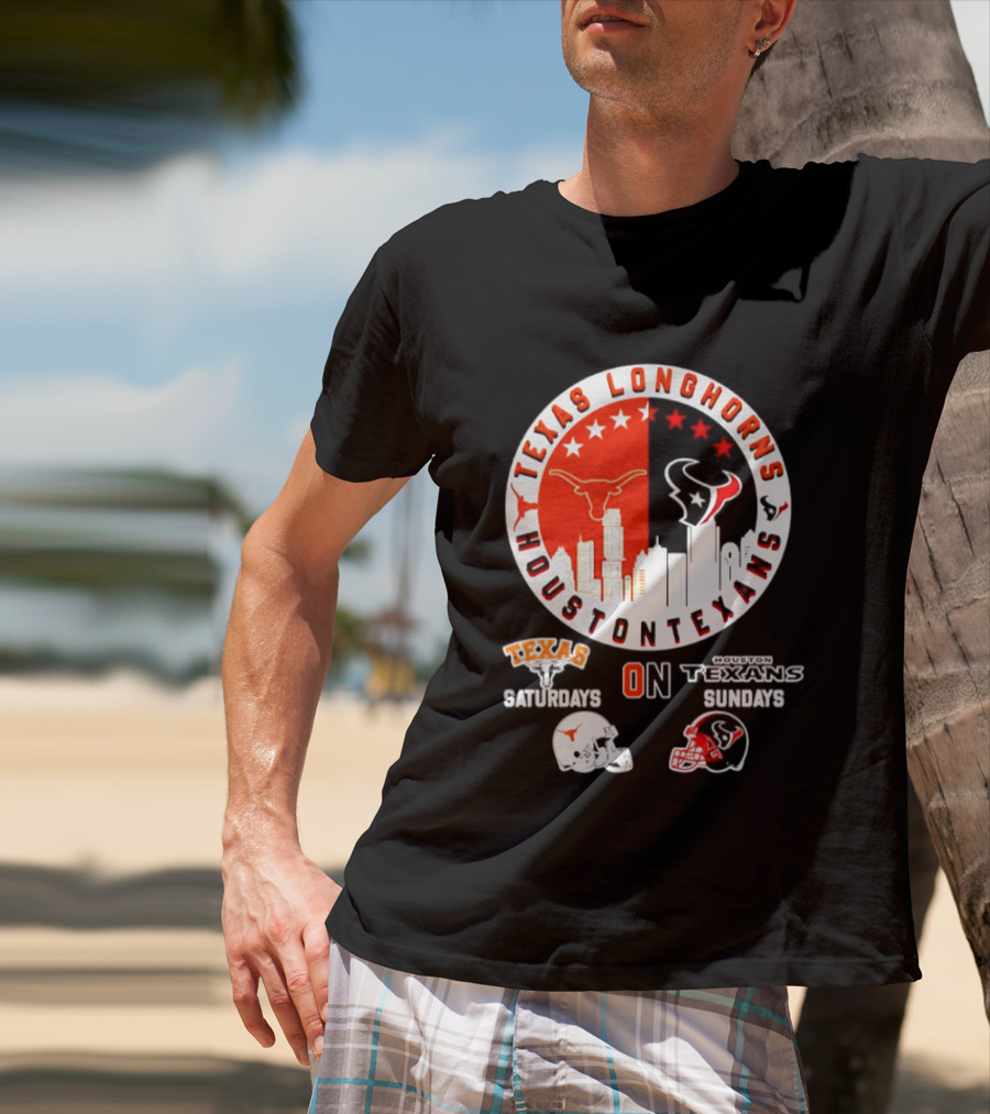 Texas Longhorns Houston Texans Saturdays Sundays Football Helmet T-Shirt