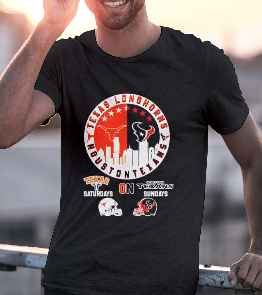 Texas Longhorns Houston Texans Saturdays Sundays Football Helmet T-Shirt