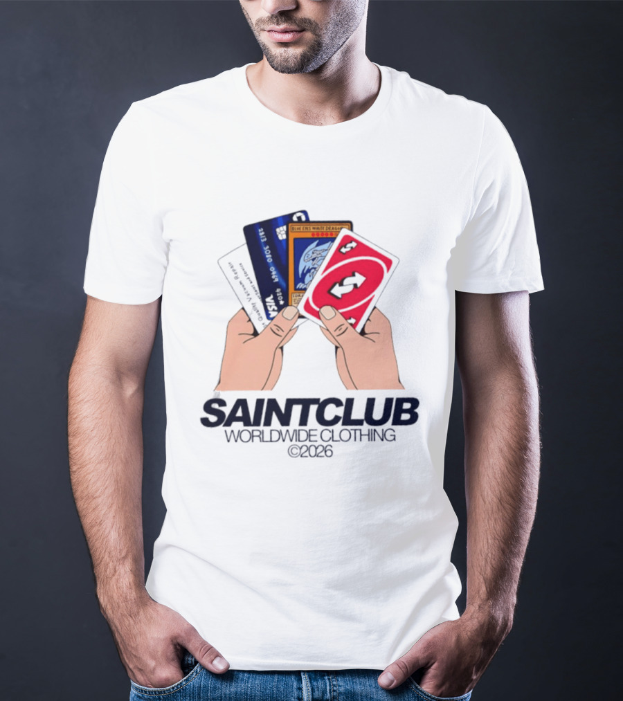 Blue Eyes White Dragon Uno Card Saintclub Worldwide Clothing 2026 T-Shirt