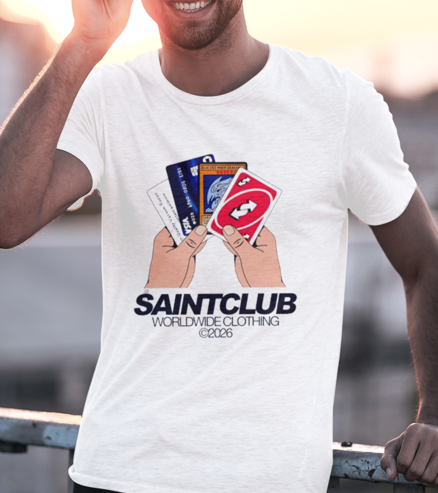 Blue Eyes White Dragon Uno Card Saintclub Worldwide Clothing 2026 T-Shirt