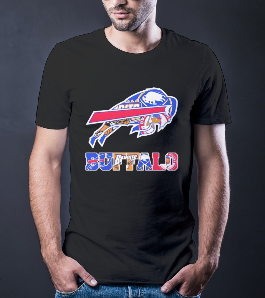 Buffalo Sabres Bandits Bisons Sports Team Logo Collage T-Shirt