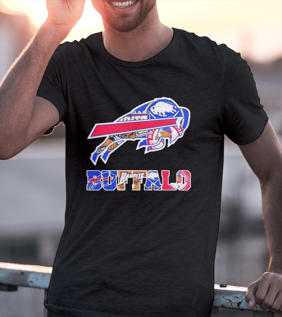 Buffalo Sabres Bandits Bisons Sports Team Logo Collage T-Shirt