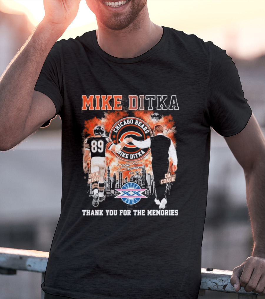 Mike Ditka Iron Mike Da Coach Super Bowl Fist Bump Thank You For The Memories T-Shirt