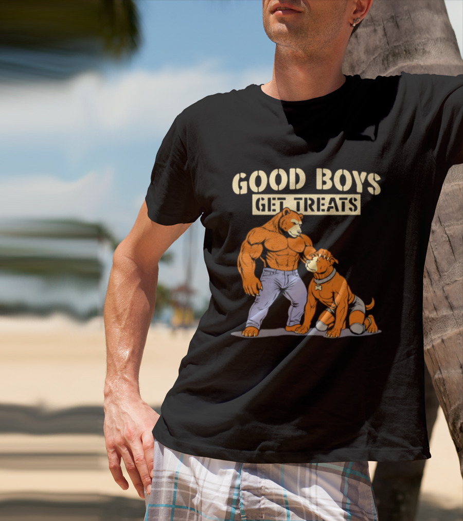 Good Boys Get Treats Pitbull Bear T-Shirt