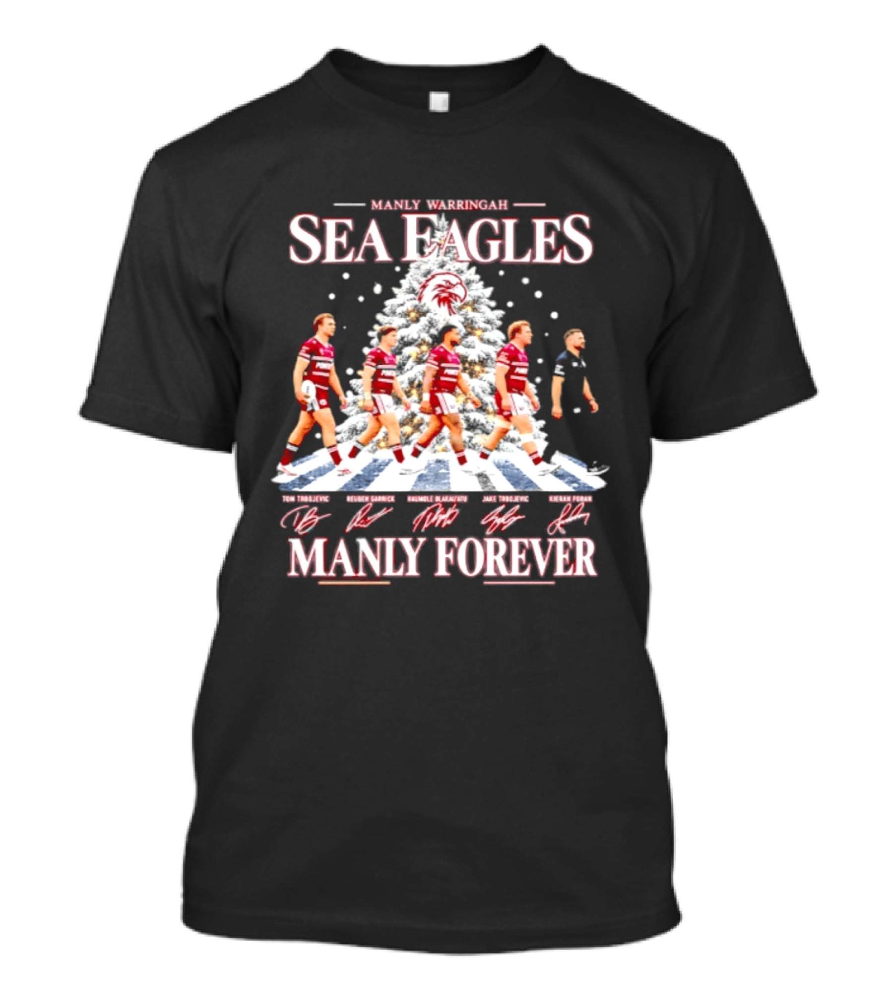 Manly Warringah Sea Eagles Manly Forever Christmas 2026 Players Signatures T-Shirt