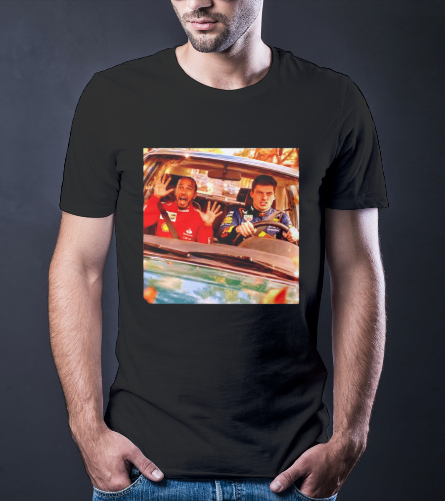 Max Verstappen Racing Scared Lewis Hamilton Passenger Scene T-Shirt
