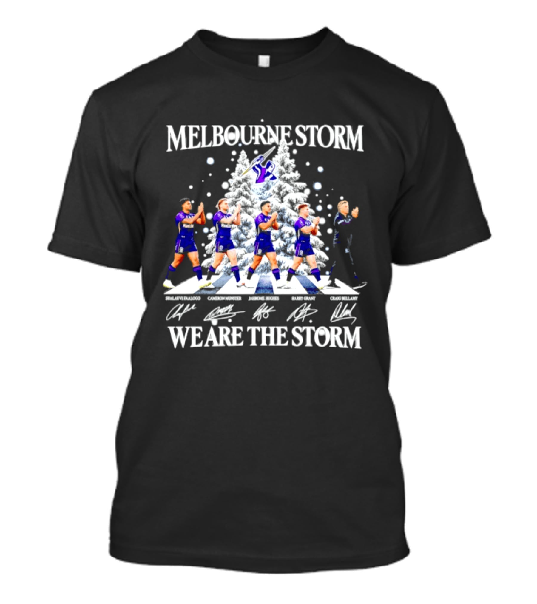 Melbourne Storm NRL 2026 Christmas Players Signatures We Are The Storm T-Shirt
