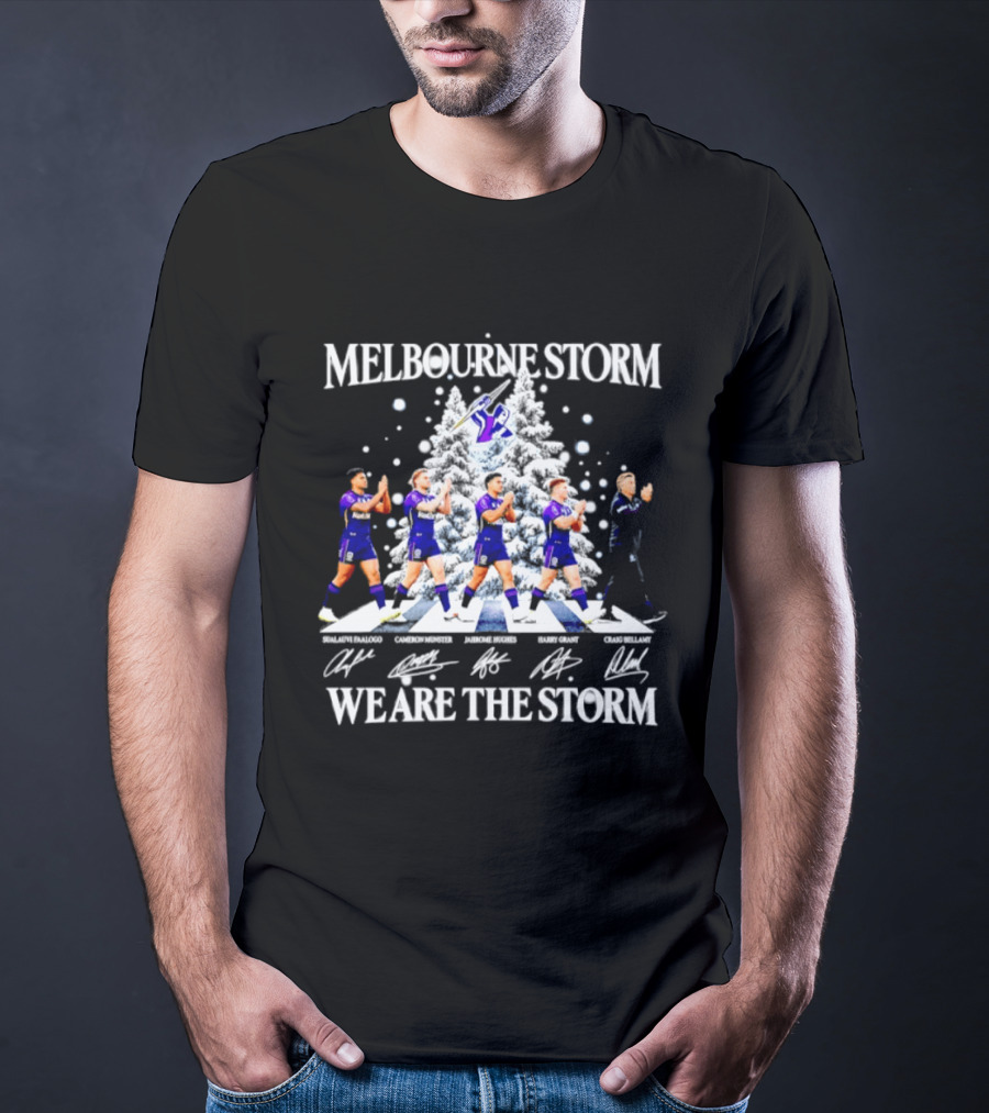 Melbourne Storm NRL 2026 Christmas Players Signatures We Are The Storm T-Shirt