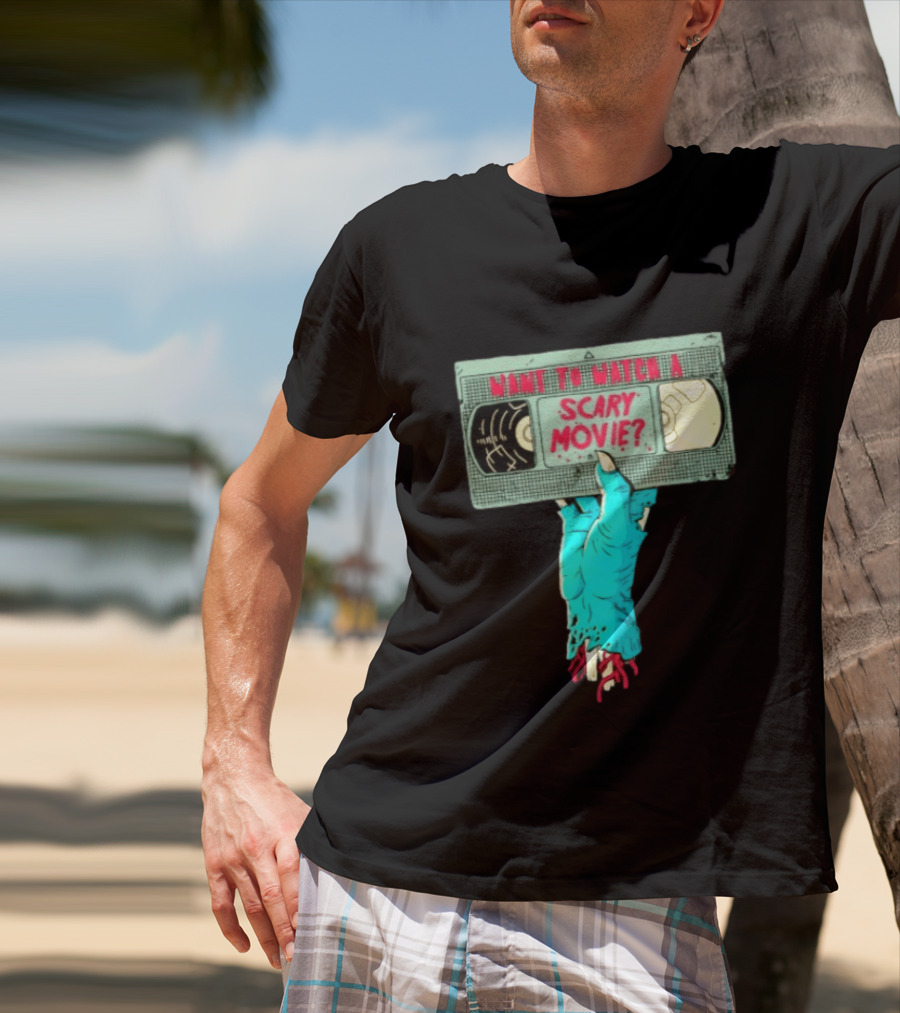 Want To A Scary Movie VHS Horror Hand T-Shirt