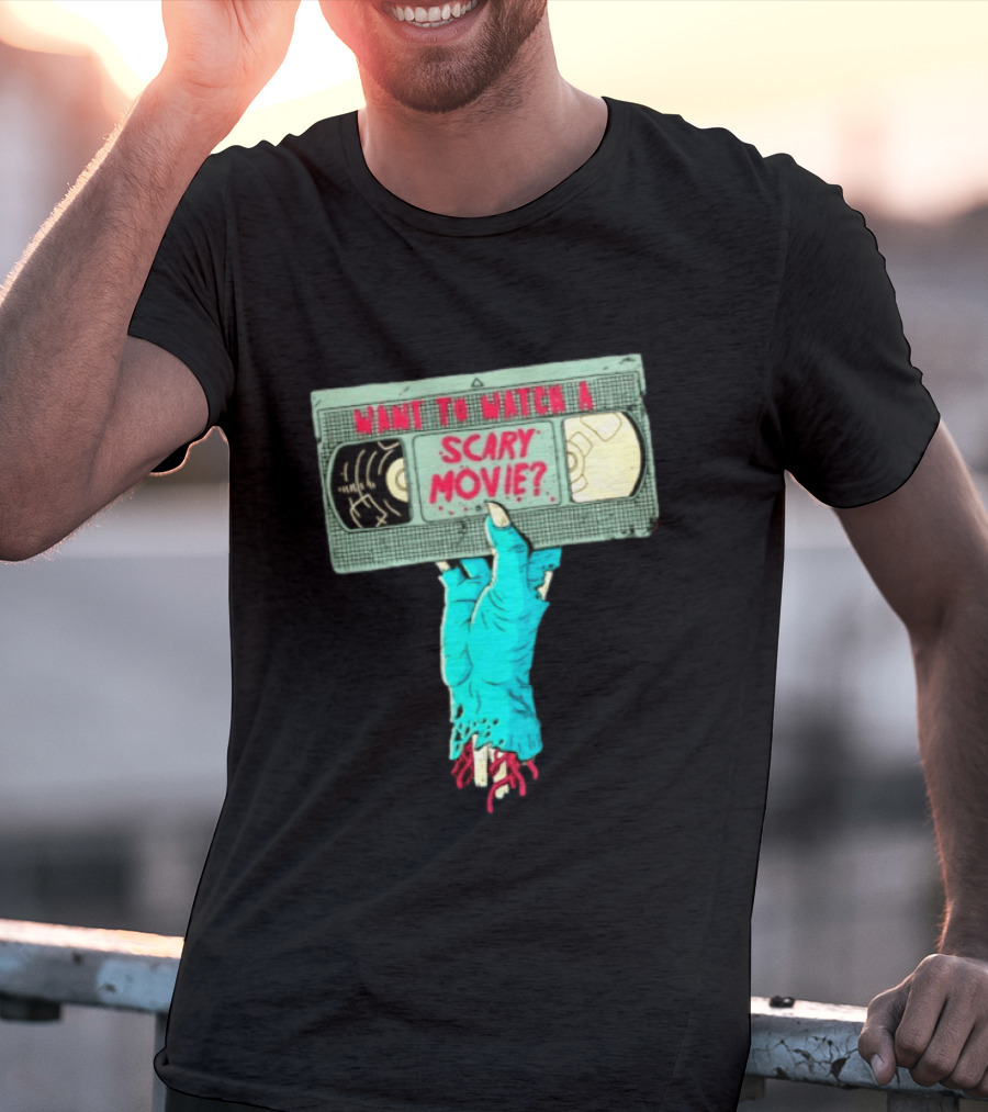 Want To A Scary Movie VHS Horror Hand T-Shirt