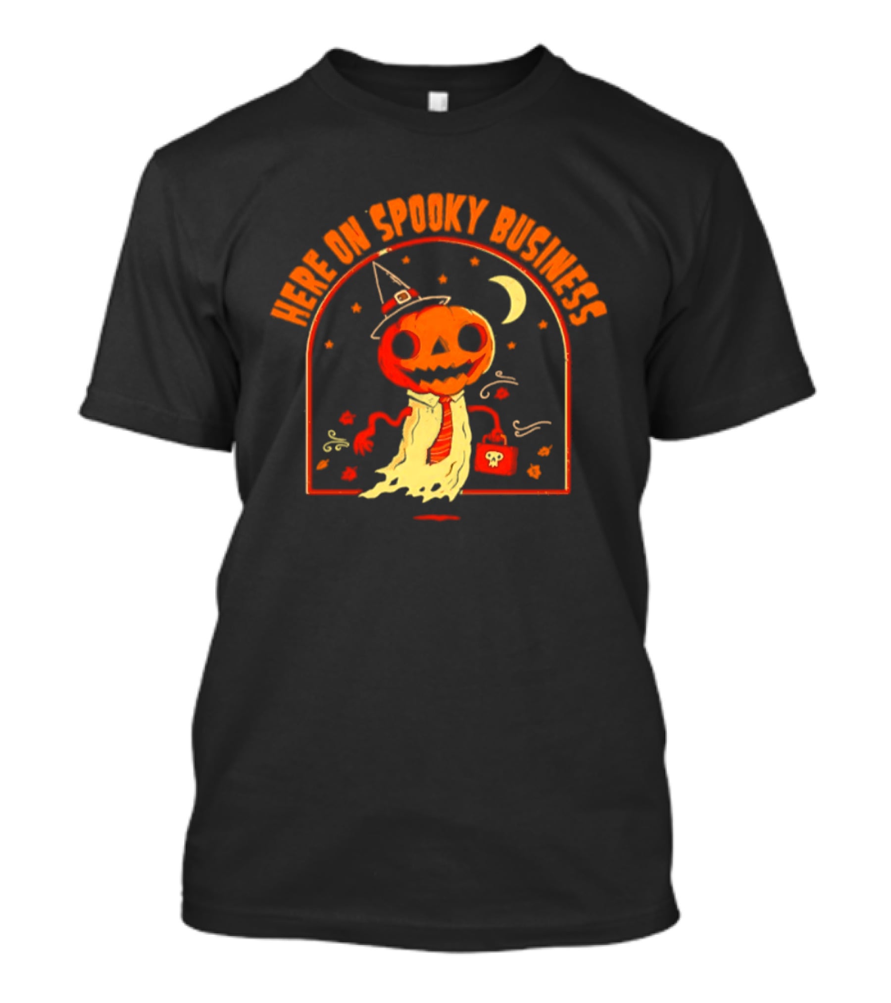 Pumpkin Witch Here On Spooky Business Halloween 2026 Moon Stars T-Shirt
