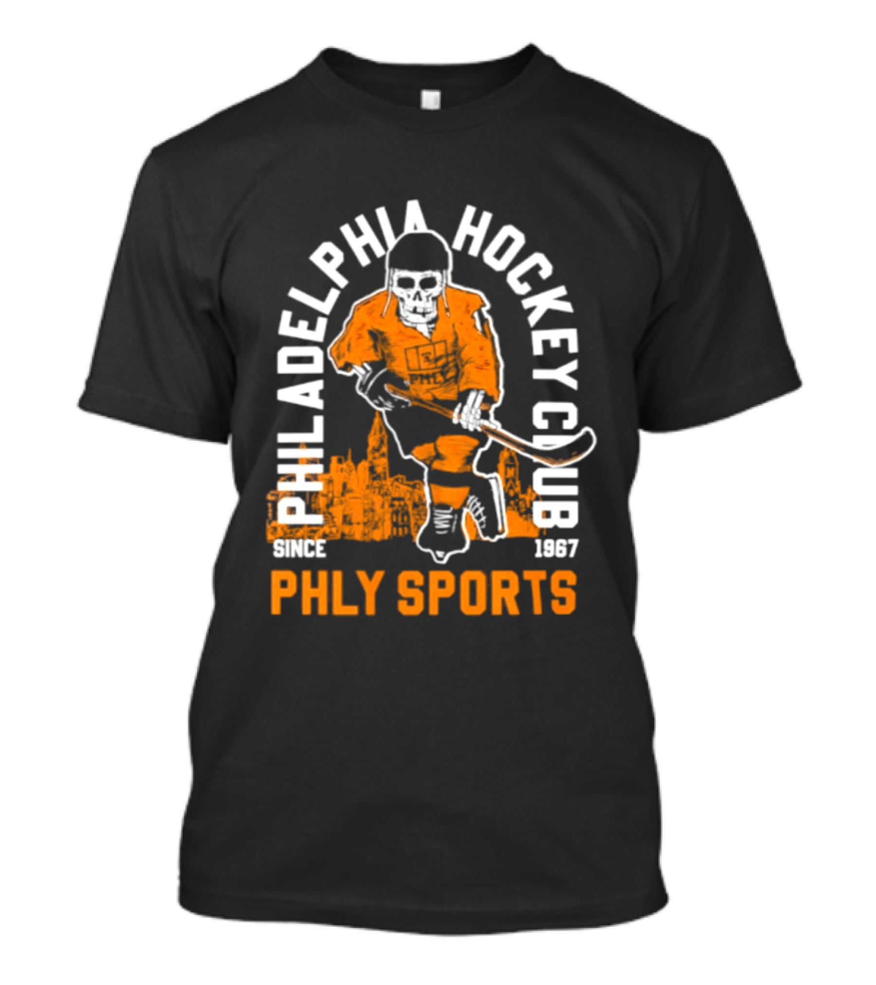 Philadelphia Hockey Club Skeleton Since 1967 Phly Sports Skyline T-Shirt