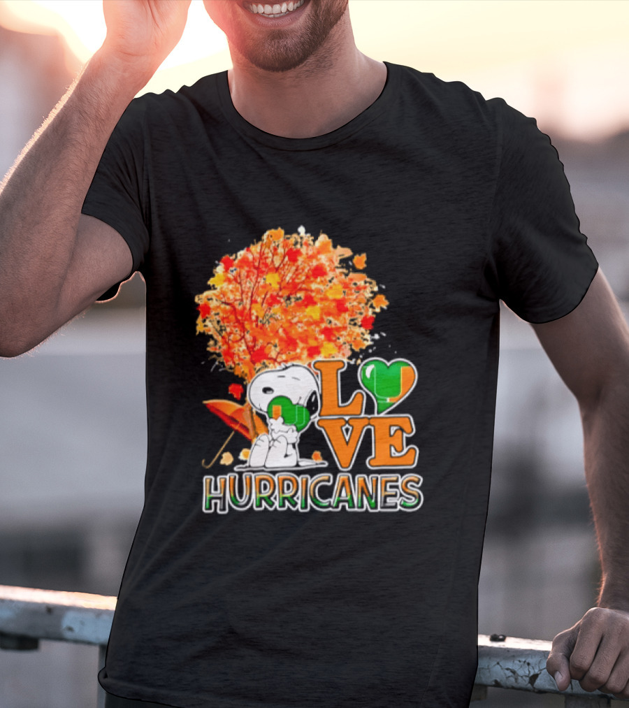 Snoopy X Miami Hurricanes NCAA Football Love Thanksgiving 2026 Autumn Tree T-Shirt