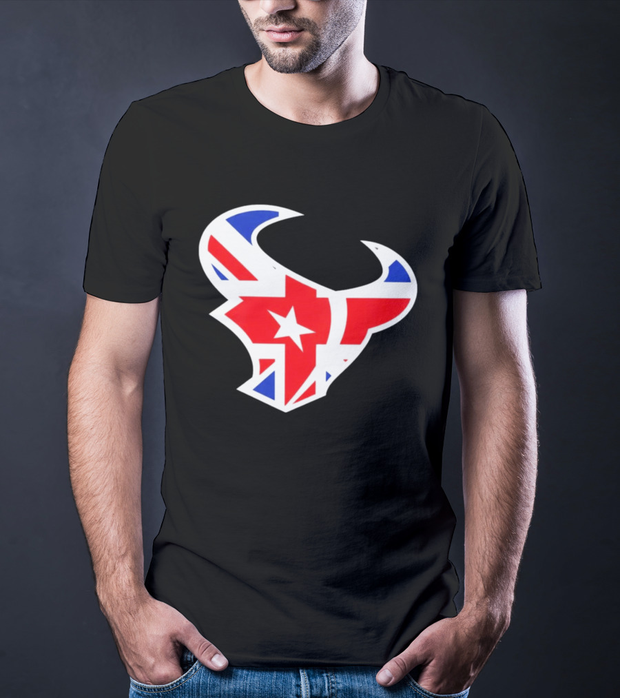 Texans British Flag Bullhead Symbol UK Team Profile T-Shirt