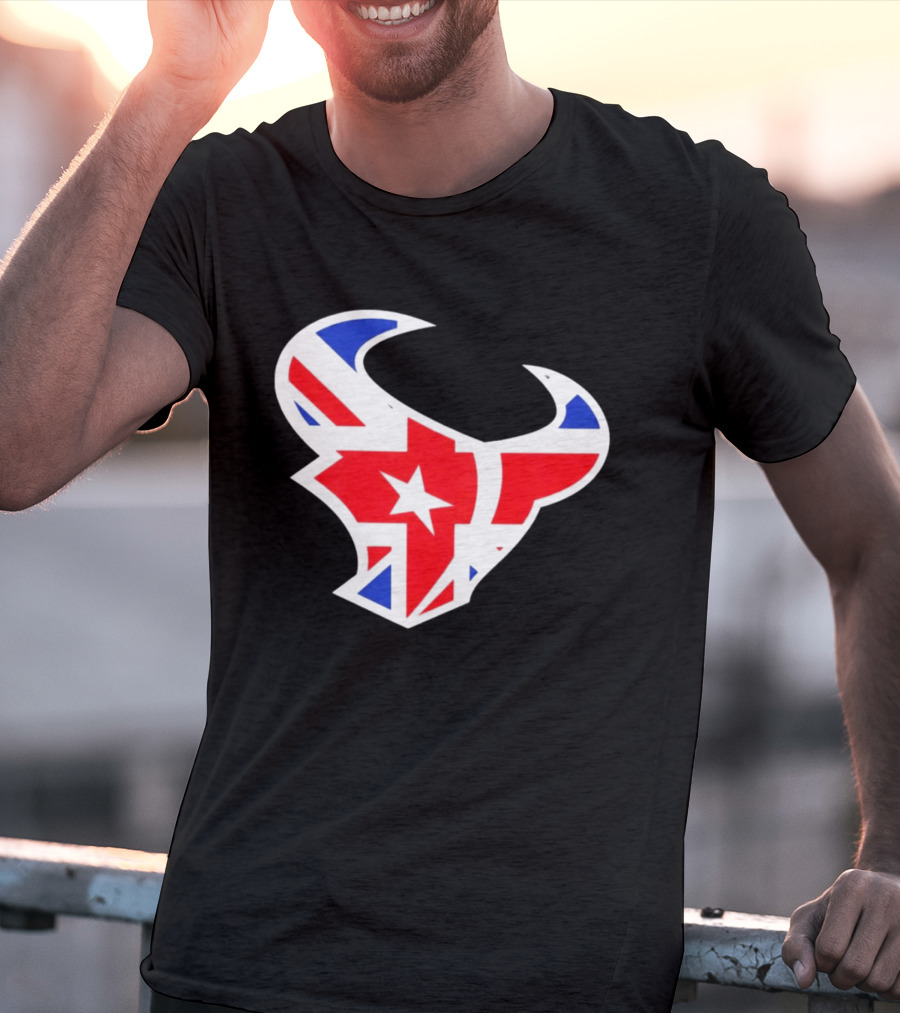 Texans British Flag Bullhead Symbol UK Team Profile T-Shirt