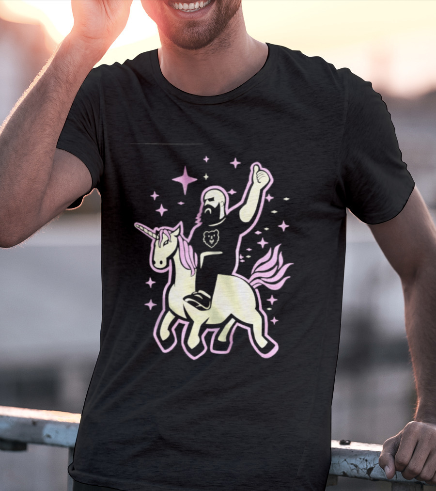 Mythic Unicorn Wrangler Bearded Man Riding Magic T-Shirt