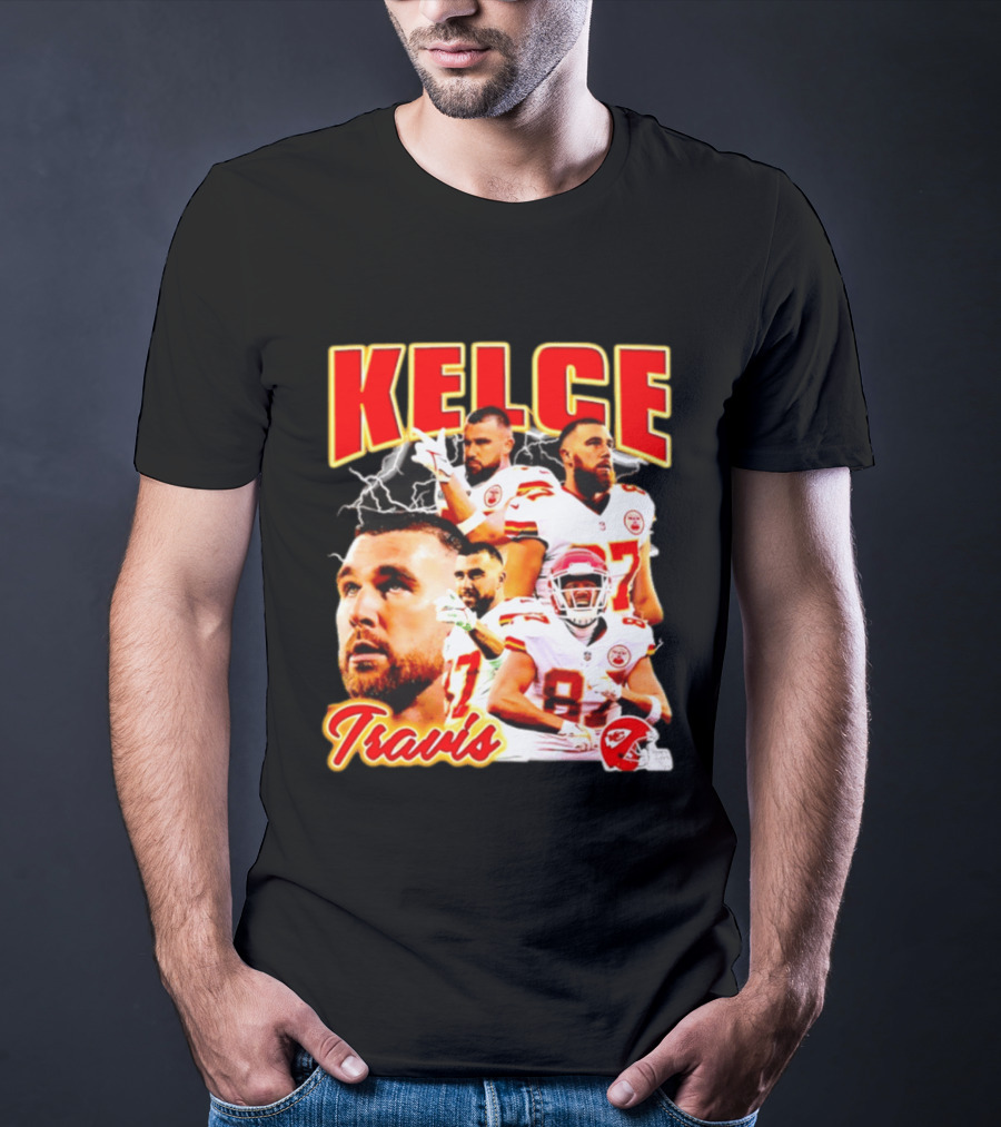 Travis Kelce Kansas City Chiefs Football 90s Bootleg Retro Style Chiefs Football Kelce 87 T-Shirt