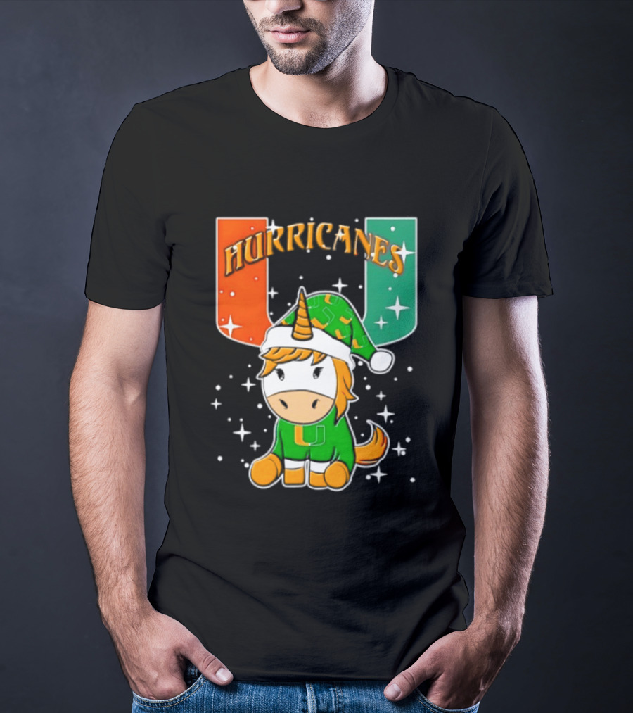 Unicorn Miami Hurricanes NCAA Christmas 2026 T-Shirt