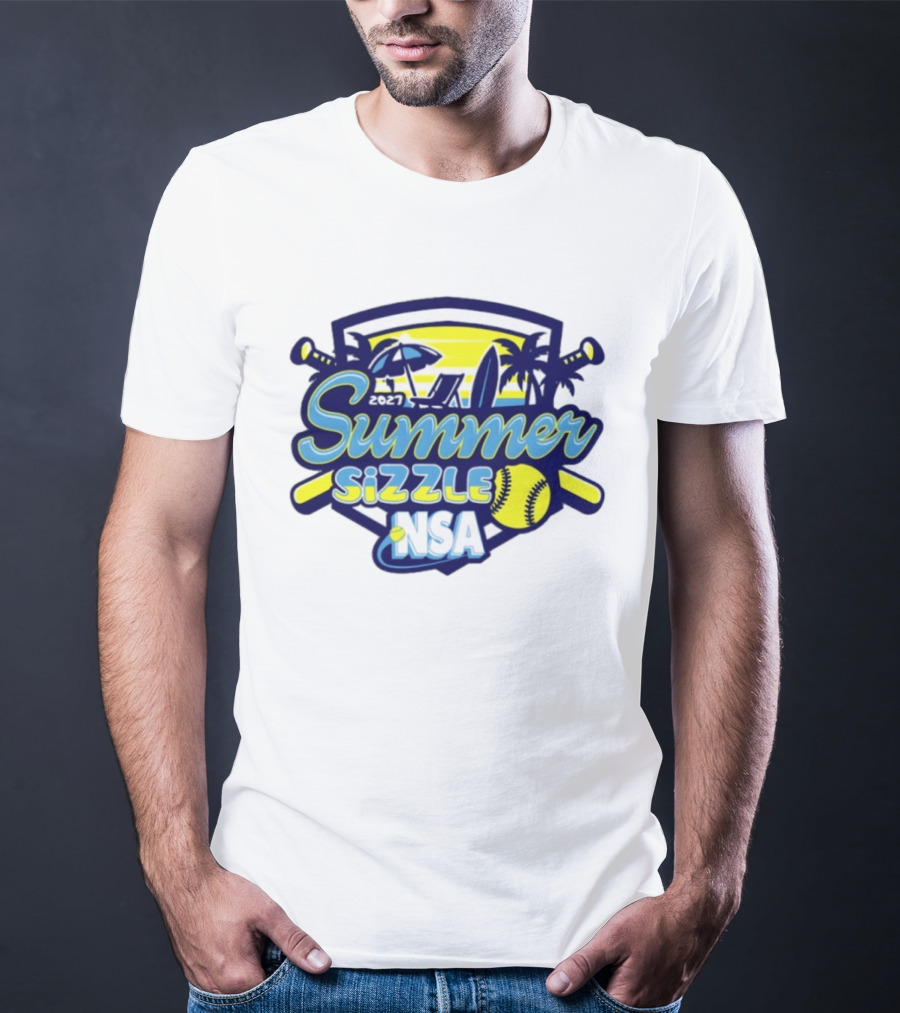 2027 Summer Sizzle NSA Fastpitch Softball Tournament Palms Beach Scene T-Shirt
