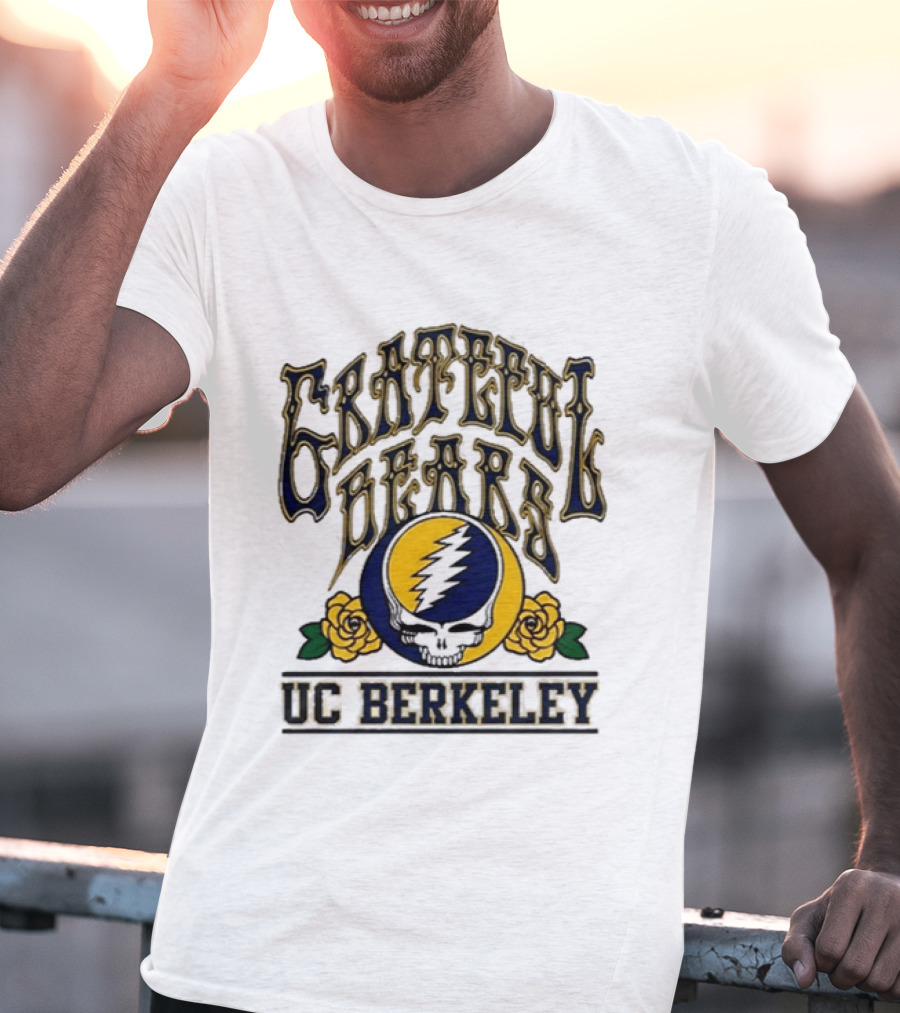 Grateful Bears Skull And Lightning Bolt Roses UC Berkeley T-Shirt