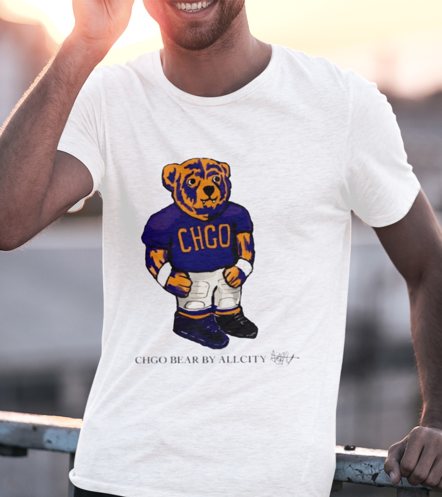 Chicago Bears CHGO Bear By AllCity Football Collaboration T-Shirt