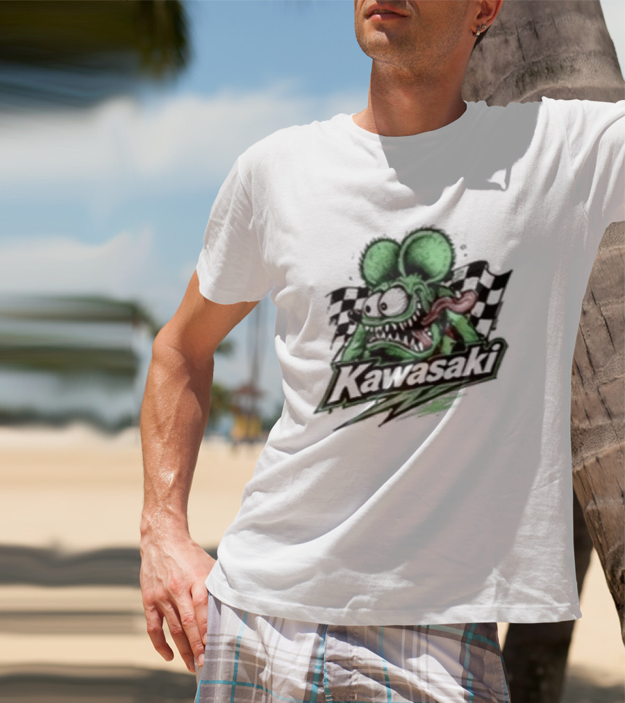 Kawasaki Racing Rat Fink Ninja For Sport Bike Enthusiasts T-Shirt