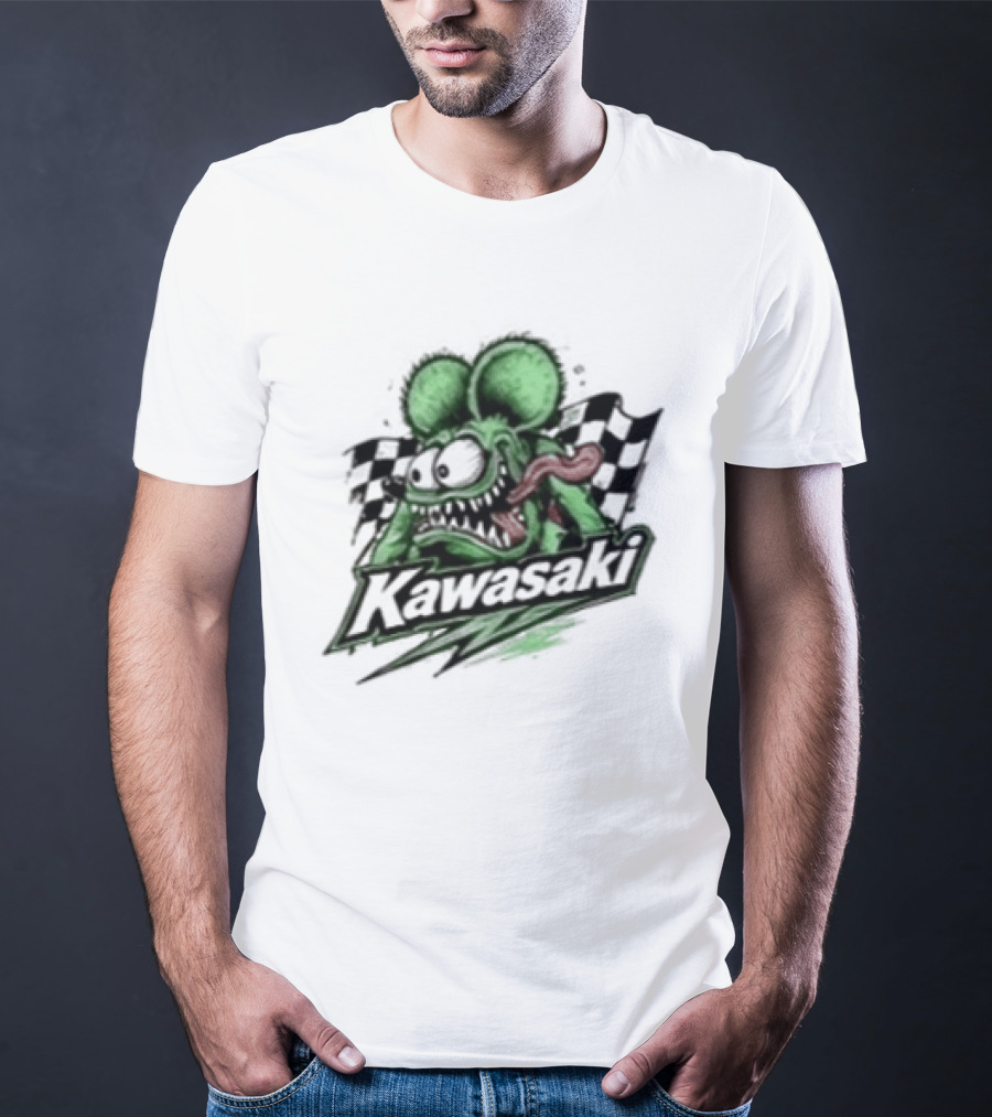 Kawasaki Racing Rat Fink Ninja For Sport Bike Enthusiasts T-Shirt