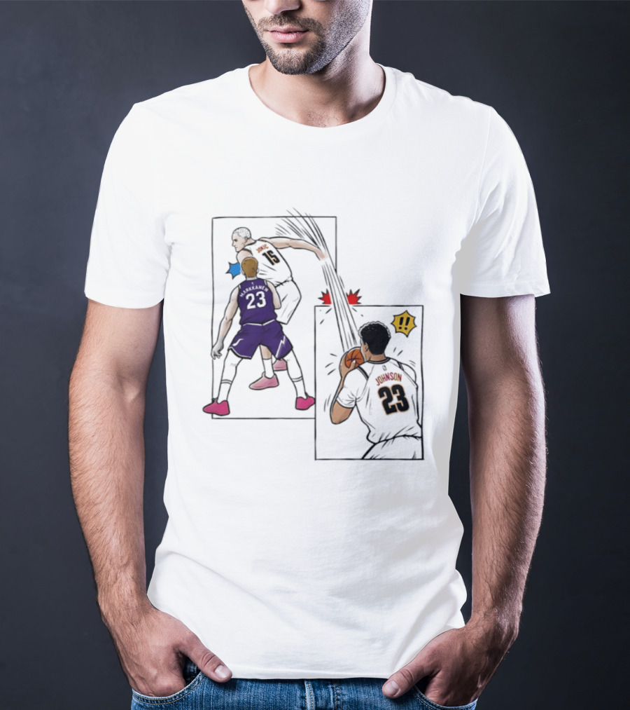 Nikola Jokic Denver Nuggets NBA Comic Swanson 23 Basketball Action T-Shirt
