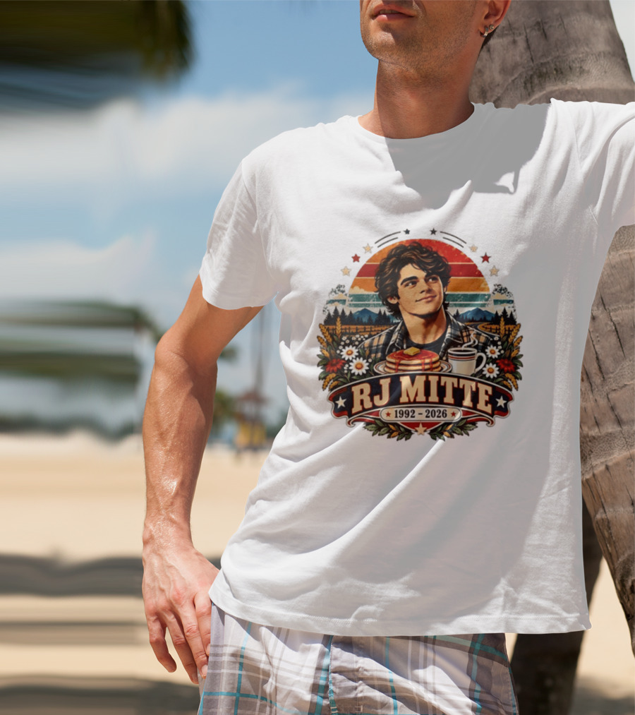 RJ Mitte 1992 2026 Pancakes And Coffee Retro Nature Scene T-Shirt