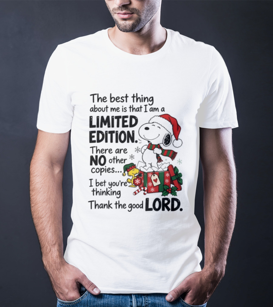 Snoopy Christmas Limited Edition Thank The Good Lord T-Shirt