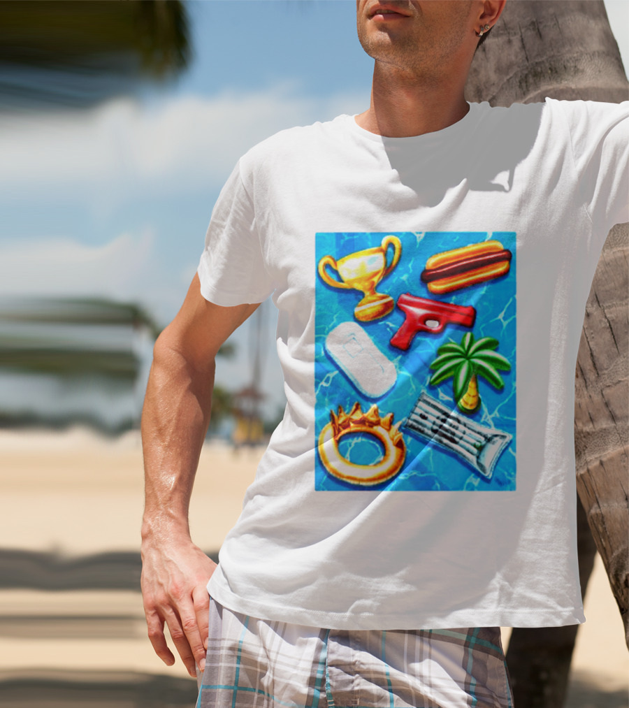 The Wynwood Walls Shop Store Leon Keer Trophy Hotdog Palm Gun Newspaper Seven Sins T-Shirt