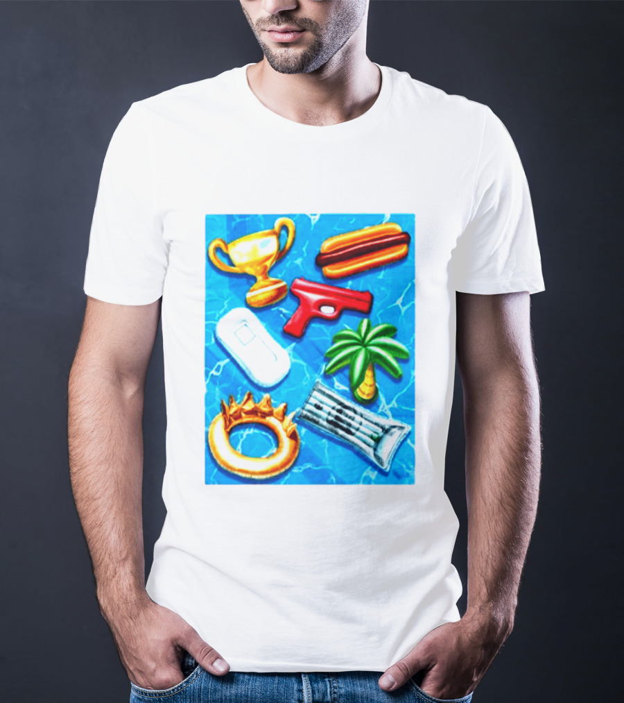 The Wynwood Walls Shop Store Leon Keer Trophy Hotdog Palm Gun Newspaper Seven Sins T-Shirt
