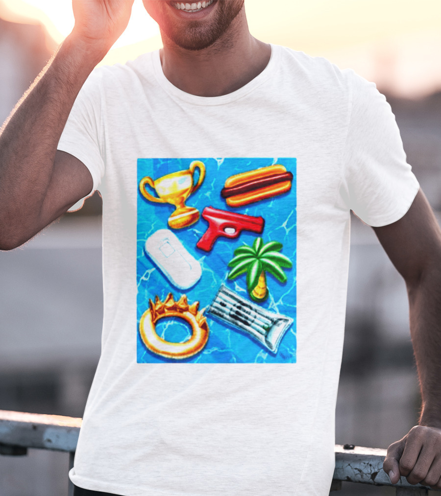 The Wynwood Walls Shop Store Leon Keer Trophy Hotdog Palm Gun Newspaper Seven Sins T-Shirt