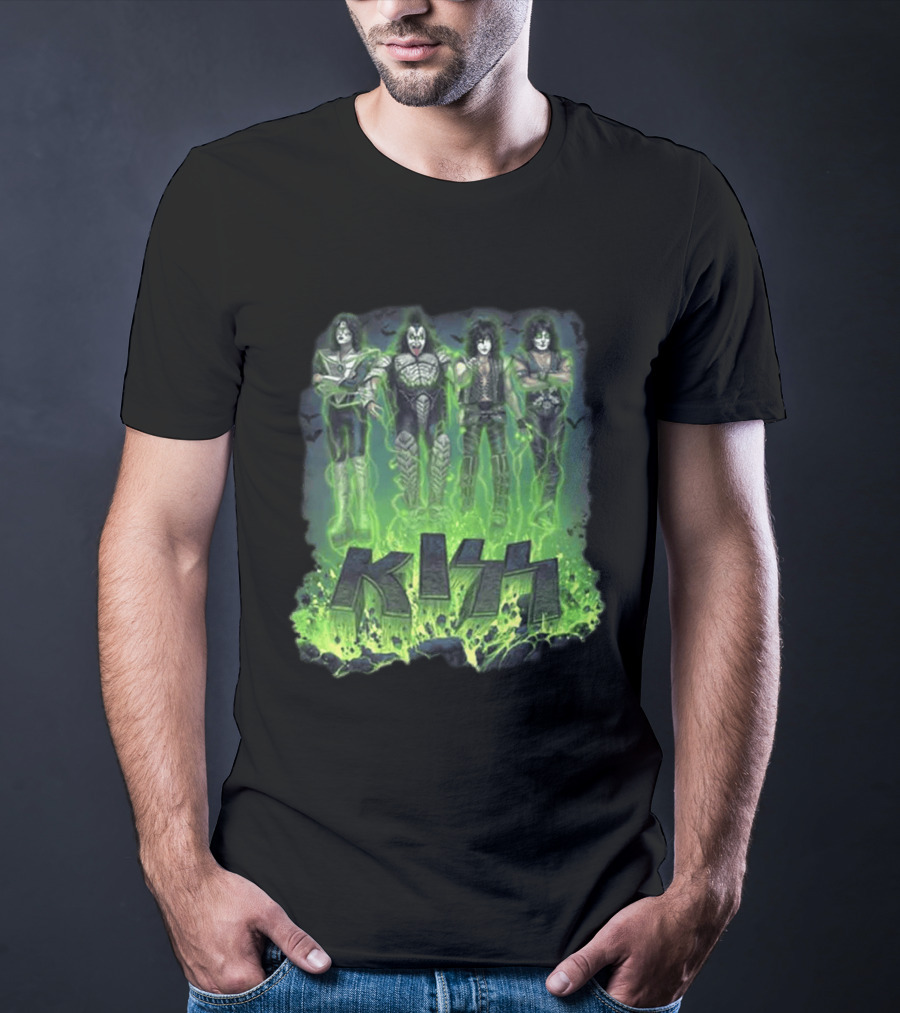 Kiss 2026 Limited Edition Halloween Bats Conjuring Green T-Shirt
