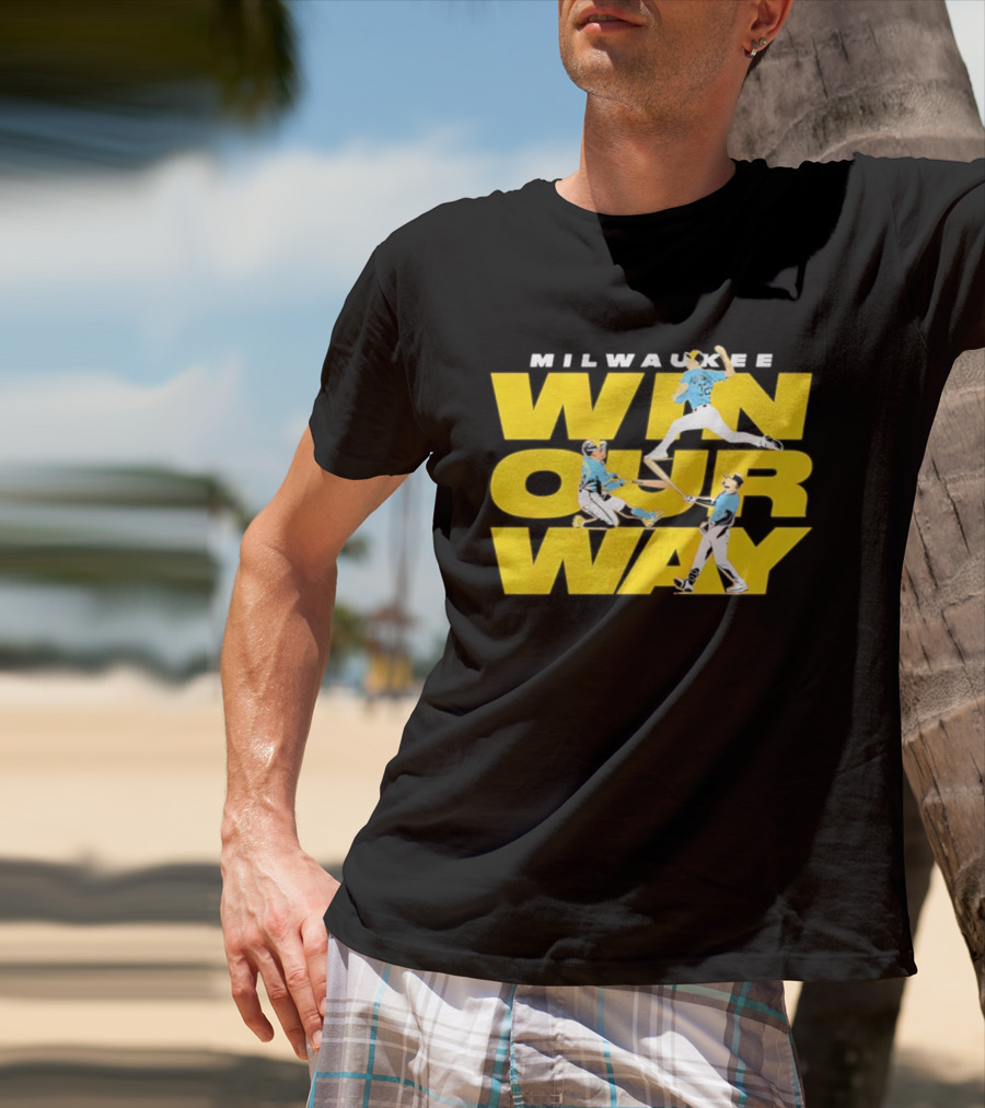 Milwaukee Win Our Way Baseball Stack T-Shirt