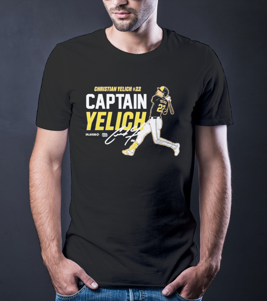 Milwaukee Brewers Christian Yelich 22 Captain Yelich Signature T-Shirt