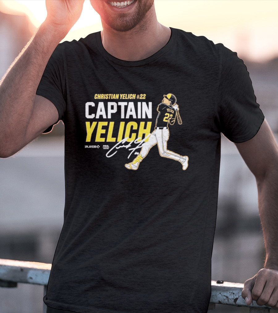 Milwaukee Brewers Christian Yelich 22 Captain Yelich Signature T-Shirt
