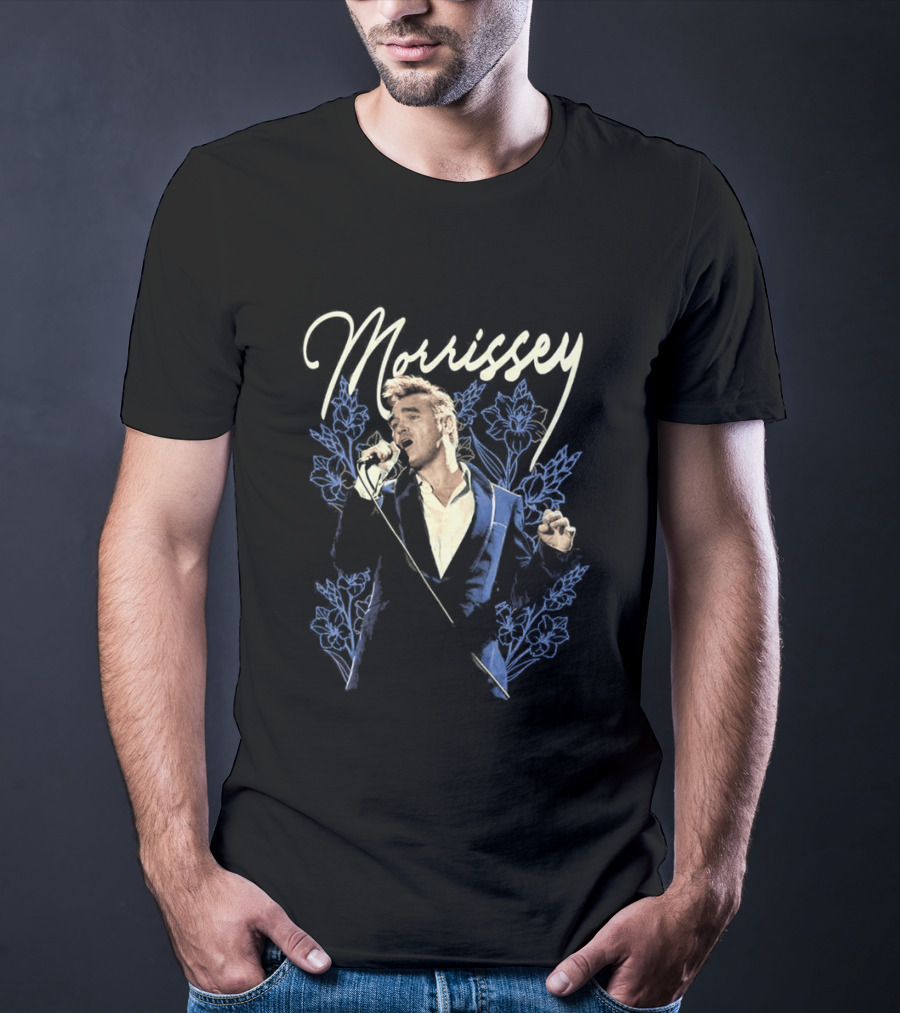 Morrissey Floral Blue Suit Portrait Tour 2026 T-Shirt