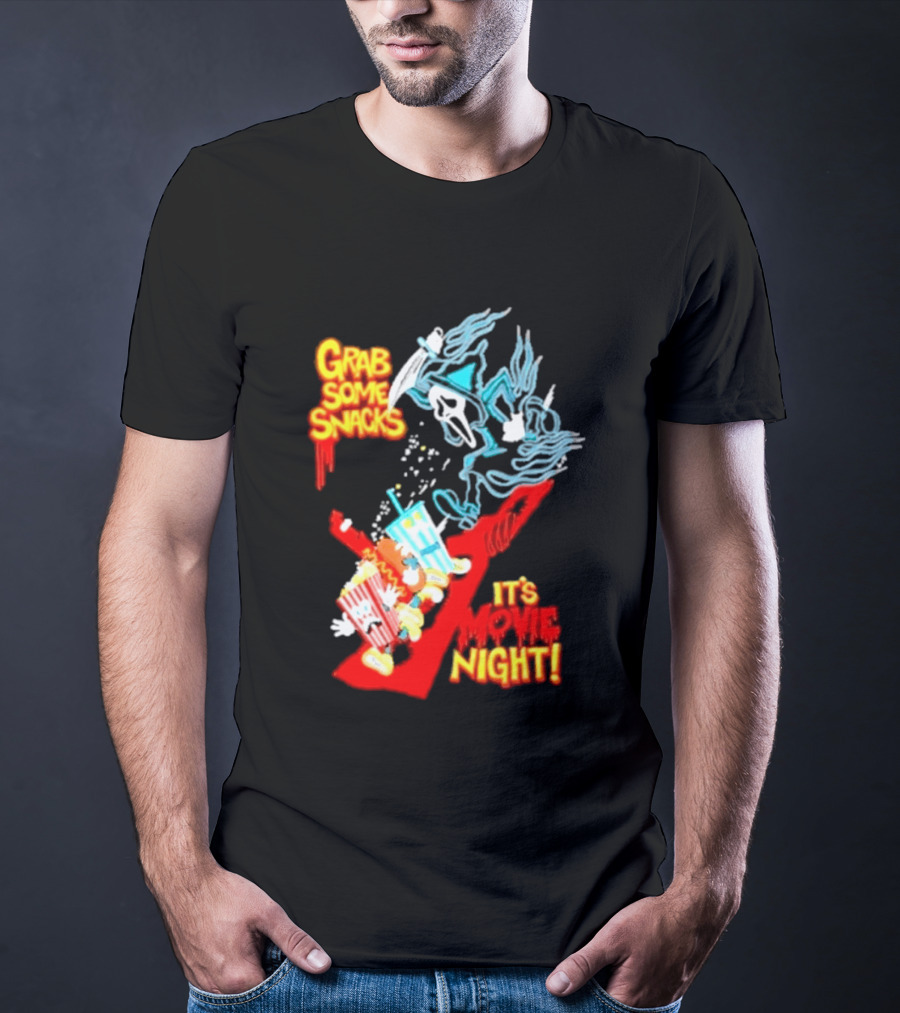 Grab Some Snacks Ghostface It's Movie Night Scream Halloween 2026 T-Shirt