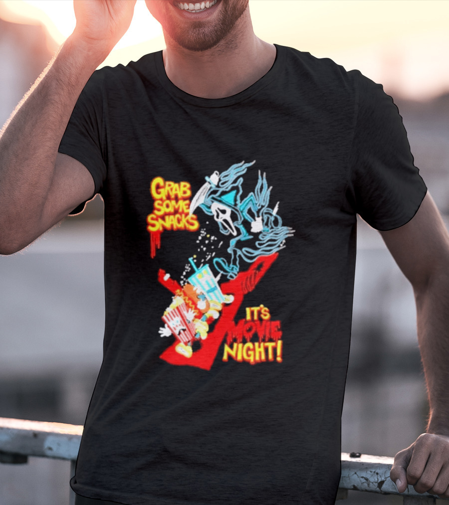 Grab Some Snacks Ghostface It's Movie Night Scream Halloween 2026 T-Shirt
