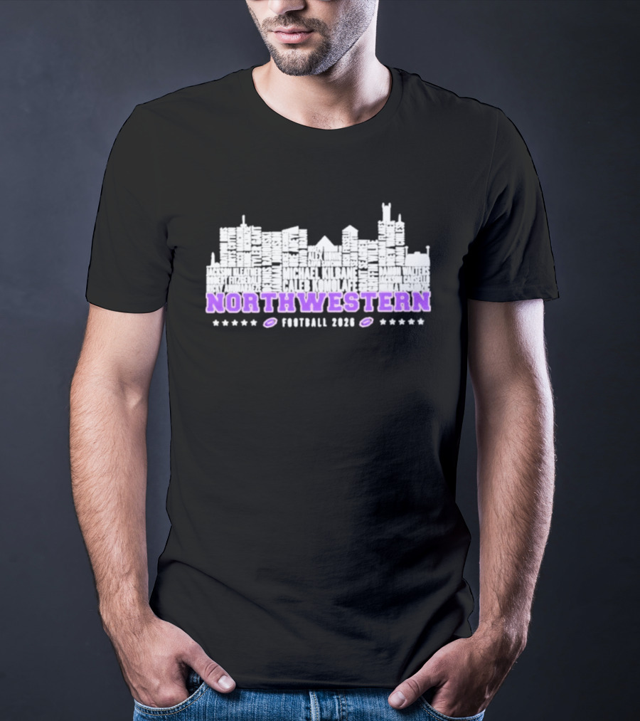 Northwestern Wildcats Football 2026 City Skyline Player T-Shirt