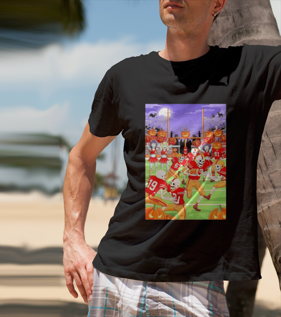 San Francisco 49ers Skeleton Zombie Halloween Football 2026 T-Shirt