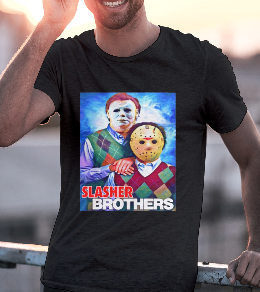 Slasher Brothers Michael Myers Jason Voorhees Halloween Meme 2026 T-Shirt