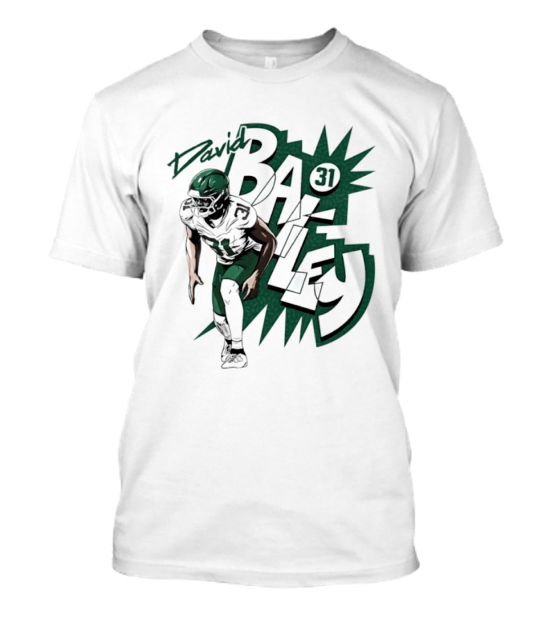 David Bailey 31 New York Jets Football Player Comic T-Shirt