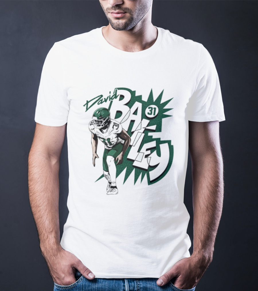David Bailey 31 New York Jets Football Player Comic T-Shirt