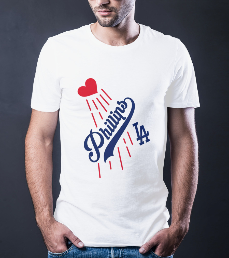 Phillies LA Love Heart Dodgers 14 T-Shirt
