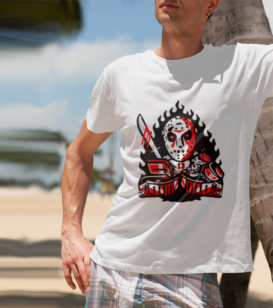 Jason Voorhees 13 Hockey Mask Friday The 13th Sports Horror T-Shirt