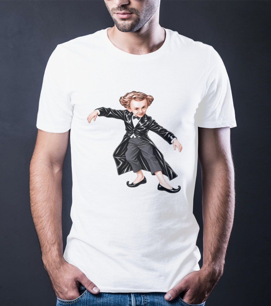 Tiptoeing Boy Black Coat Bow Tie T-Shirt